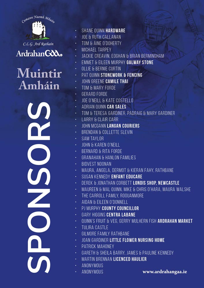Ardrahan GAA Muintir Amháin Sponsors